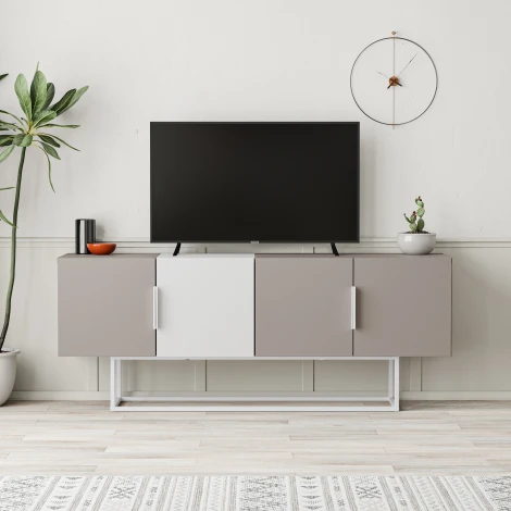 Тумба под ТВ TONTINI TV STAND LEVE (ЛДСП,Дерево,ЛДСП/Белый,Бежевый) арт.LEV00488
