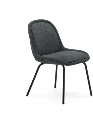 Aimin Стул из серой синели с черными стальными ножками La Forma (ex Julia Grup) арт.172694
