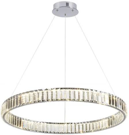 Подвесной светильник Odeon Light L-vision 4930/45L хром/прозрачный металл/хрусталь LED 45W VEKIA (220V, на тросе, кольцо)