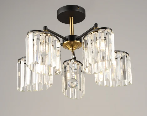 Потолочная люстра на штанге  SL7884-5 BK+FGD Мелодия Света SL1N 000080210