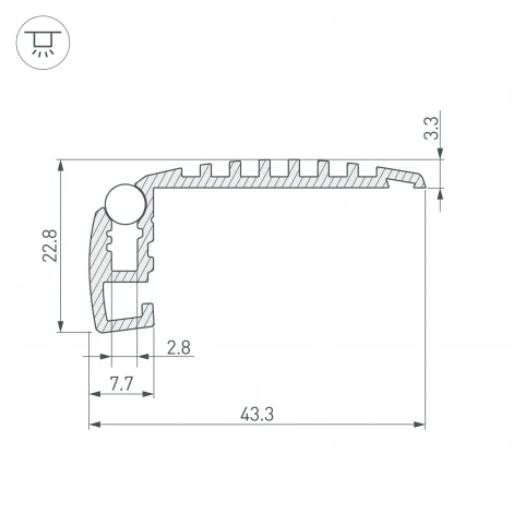 Профиль STEP-MINI-2000 ANOD (Алюминий) 019195
