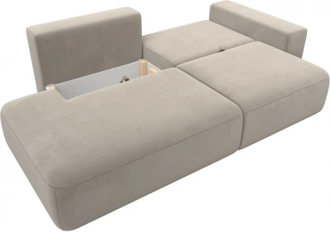 Диван прямой Лига-036 НПБ Модерн подлокотник справа (Бежевый/Микровельвет) Лига Диванов арт.121330