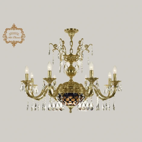 Подвесная люстра с хрустальными подвесками Art Classic 31.29 31.29.8.CK250SP.250GL.G.Sp.Amber.Blue.1E