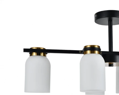 Потолочная люстра на штанге Escada Madison 6x40Вт E14, металл/стекло, черный/бронза, белый (220V)
