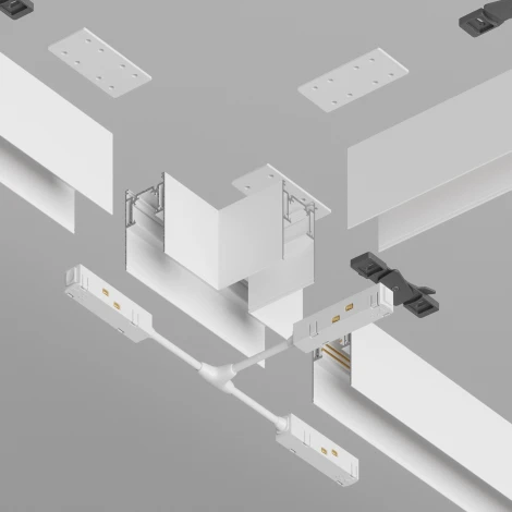 Коннектор Т-образный накладной белый Maytoni Accessories for tracks Gravity TRA010CT-41W