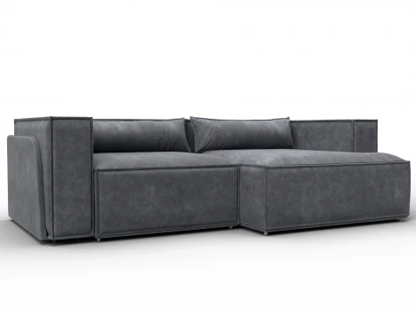 Диван угловой Лига-061 угол правый (ДСП,Брус,Фанера,Велюр/Темно-серый) Лига Диванов 131145