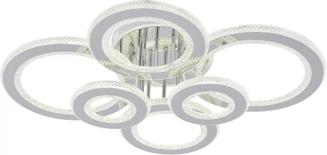 Потолочная люстра светодиодная с таймером Escada Venus 10297/6LED BL 140Вт, с ПДУ, металл/акрил, хром/прозрачный (220V, кольцо)