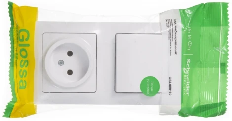 Розетка встраиваемая без заземления с одноклавишным выключателем (белый) Systeme Electric Glossa GSL000160