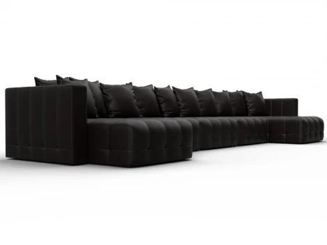 Диван П-образный Лига-052 НПБ МегаЛонг (ЛДСП,Брус,Фанера/Пластик/Экокожа/Коричневый) Лига Диванов 129923