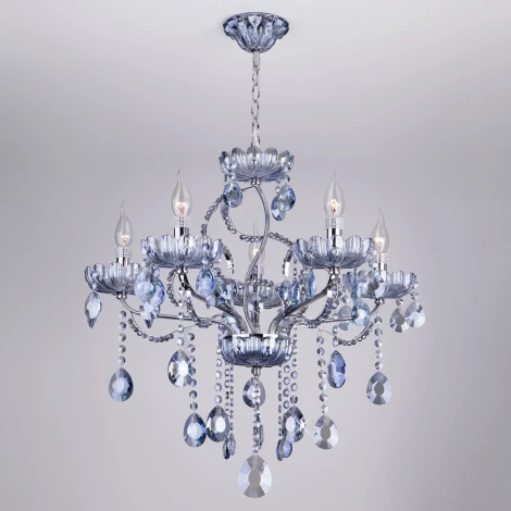 Подвесная люстра Eurosvet 3015 3015/5 хром / лазурный хрусталь