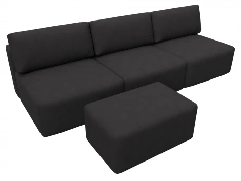 Диван прямой модульный с пуфом Лига-060 НПБ Лонг (ЛДСП,Брус,Фанера/Пластик/Замша/Коричневый) Лига Диванов 129485