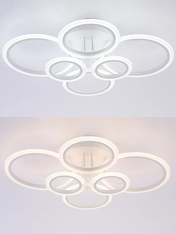 Потолочная люстра светодиодная с пультом ДУ 132W, белый, LED Natali Kovaltseva Home LED LAMPS 81439 (регулировка яркости, 220V, кольцо)