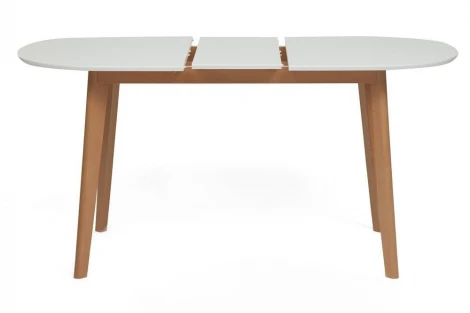 Стол обеденный раскладной BOSCO (Боско) основание бук, столешница мдф, 120+30*80см, Белый+Натуральный ( Бук) Tetchair 11257