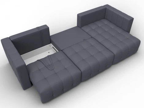 Диван угловой Лига-052 НПБ Лонг угол универсальный (ЛДСП,Брус,Фанера/Пластик/Экокожа/Серый) Лига Диванов 129917