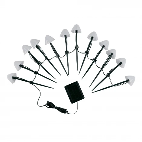 Садовый светильник на солнечной батарее «Разноцветные грибы», в комплекте из 12 штук. 12 светодиодов, разноцветный свет. 1*АA Ni-Mh аккумулятор в/к. IP44 Uniel USL-S-830/PM020 MULTICOLOR MUSHROOMS SET12