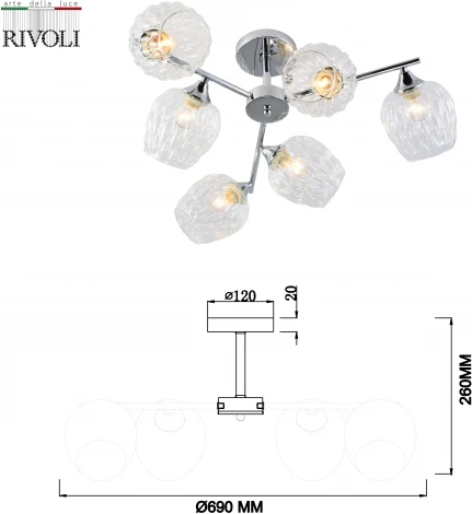 Потолочная люстра на штанге Rivoli Arlene 3139-306