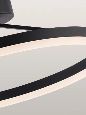 Потолочная люстра на штанге светодиодная с пультом ДУ 56W, черный, LED Natali Kovaltseva Finam LED LAMPS 81121/2C (регулировка яркости, 220V, кольцо)