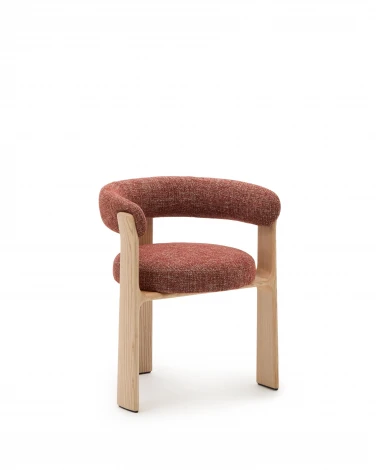Granite Стул на 3 ножках из терракотового шенилла и массива ясеня в натуральной отделке La Forma (ex Julia Grup) арт.207761