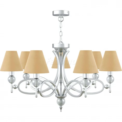 Люстра подвесная Lamp4you, 7 плафонов, хром с прозрачным и бежевым