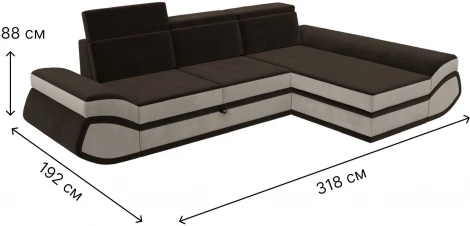 Диван угловой Лига-032 правый угол (Коричневый,Бежевый/Микровельвет) Лига Диванов арт.121654
