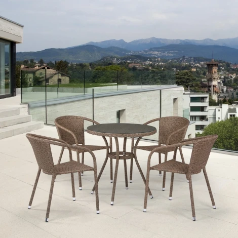 Комплект плетеной мебели Afina T282ANT/Y137C-W56 Light Brown 4Pcs