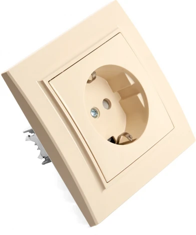 Розетка с заземлением и шторками (слоновая кость) Stekker Эрна 39236