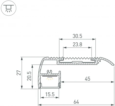 Профиль STAIR-W65-2000 ANOD (Arlight, Алюминий) 045666