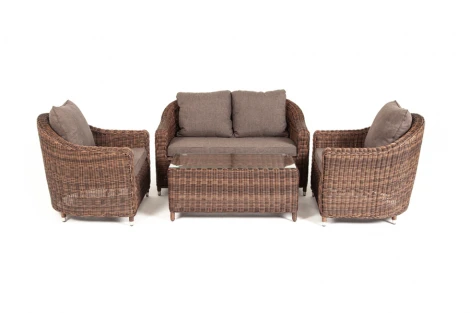 Лаунж-зона из искусственного ротанга, цвет коричневый 4SIS Кон Панна KPS2C2TJ-4-SET brown