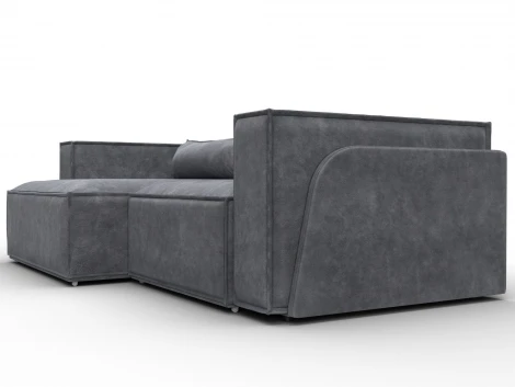 Диван угловой Лига-061 угол левый (ДСП,Брус,Фанера,Велюр/Темно-серый) Лига Диванов 131145L
