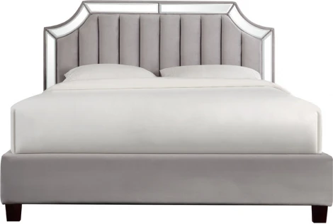 Кровать с зеркальными вставками серая 214*172*127см Garda Decor арт.N-BD1894V GR
