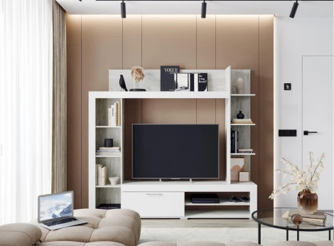 Готовая гостиная Woodville Касэль софт вайт / дуб крафт белый 547795