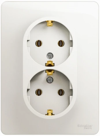 Розетка встраиваемая двойная с заземлением (перламутровый) Systeme Electric Glossa GSL000624