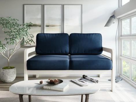 Диван Arsko прямой Бергер М беленый дуб велюр синий