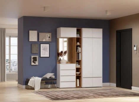 Модульная прихожая Роут комплектация 4 (Роут белый комплектация 4) Woodville арт.596586