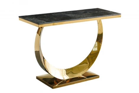 Стол-консоль IST-CASA Прайм IST-803,120х40х78 см, черный мрамор/золотой