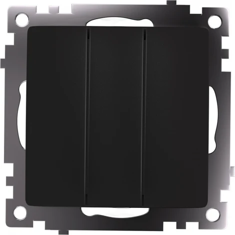 Выключатель трехклавишный (черный) Stekker Катрин 49172