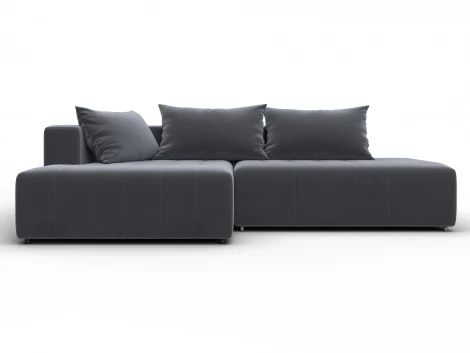 Диван угловой Лига-103 НПБ угол левый (ДСП,Брус,Фанера,Велюр/Серый) Лига Диванов 134817L