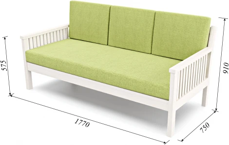 Диван Arsko Норман Б беленый дуб зеленая рогожка