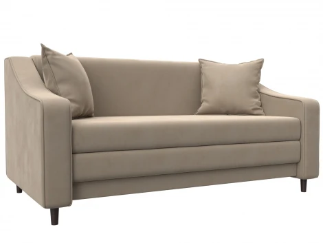 Диван прямой Лига-071 (ЛДСП,Брус,Фанера/Дерево/Велюр/Бежевый) Лига Диванов 129763