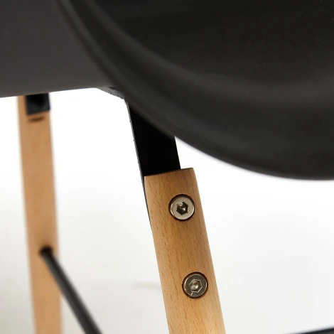 Кресло CINDY (EAMES) (mod. 919) черный/black with natural legs (дерево береза/металл/сиденье пластик)