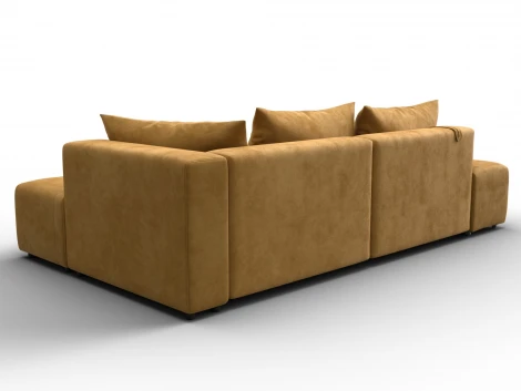 Диван угловой Лига-103 НПБ угол правый (ДСП,Брус,Фанера,Велюр/Желтый) Лига Диванов 134823