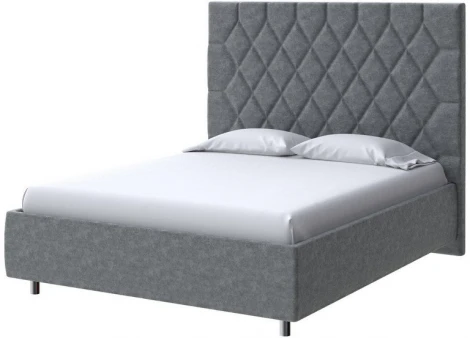 PROxSON Кровать Rhomby без основания (Ткань: Велюр Gratta 4 Серый космос) 180x200