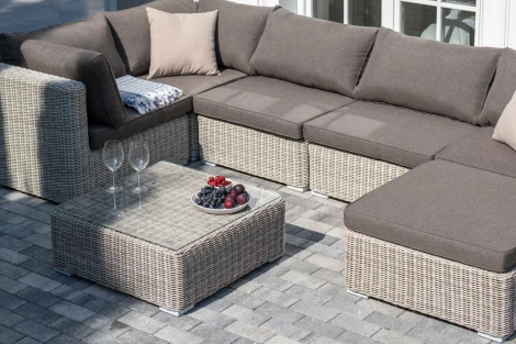 "Лунго" трансформирующаяся лаунж-зона из искусственного ротанга, цвет бежевый 4SIS арт.УТ-00002025