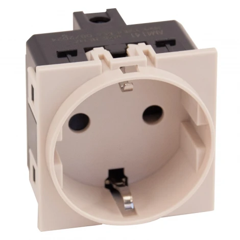 Розетка 220V с/з со шторками винтовой зажим 16A (песочный матовый) Meiton AM4141