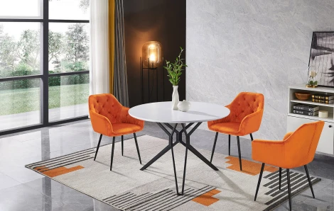 Стол DT-62 белый/черный (d110)