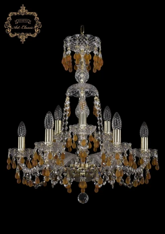Подвесная люстра Art Classic 11.24 11.24.6+3.200.XL-64.Gd.V1003 (220V, хрусталь, на цепи, подсвечник, свеча)