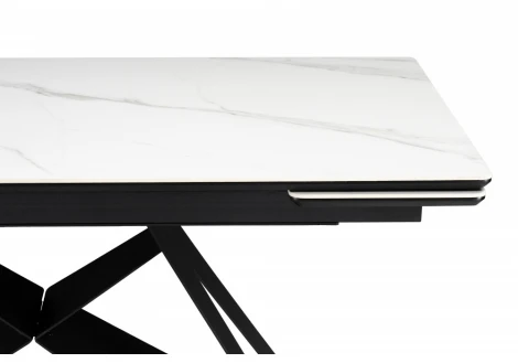 Кухонный стол Notta Блэкберн 160(220)х89 белый мрамор snow white / черный