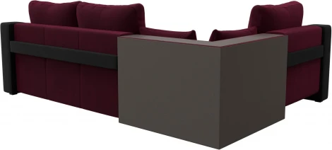 Диван угловой Кронос левый угол (Бордовый,Черный/Микровельвет) Лига Диванов арт.114621L