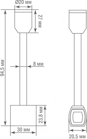 Токопроводящий прямой соединитель на стойке для оснований Donolux CODE 1.2 Connector 180 H95 BBr DL20224