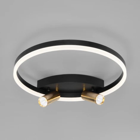 Спот Wi-Fi Eurosvet 90247/3 черный / золото (LED, 220V, управление смартфоном, голосовое управление, умный дом - Minimir Home, Алиса, Маруся, Салют, кольцо)